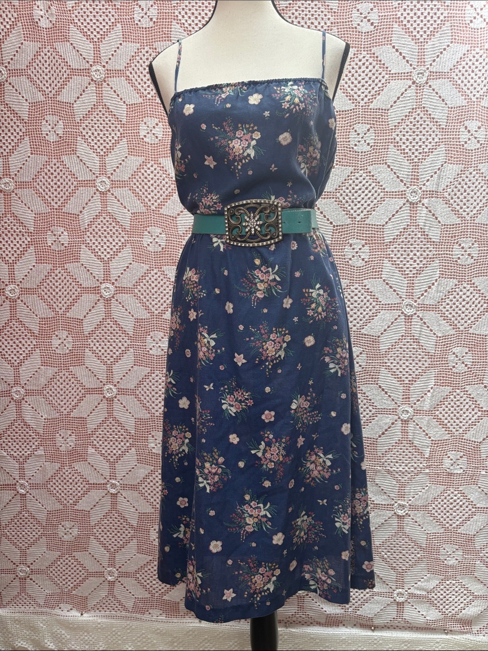 Vintage Handmade Floral Slip Dress Cottagecore Midi Sz M/Lg